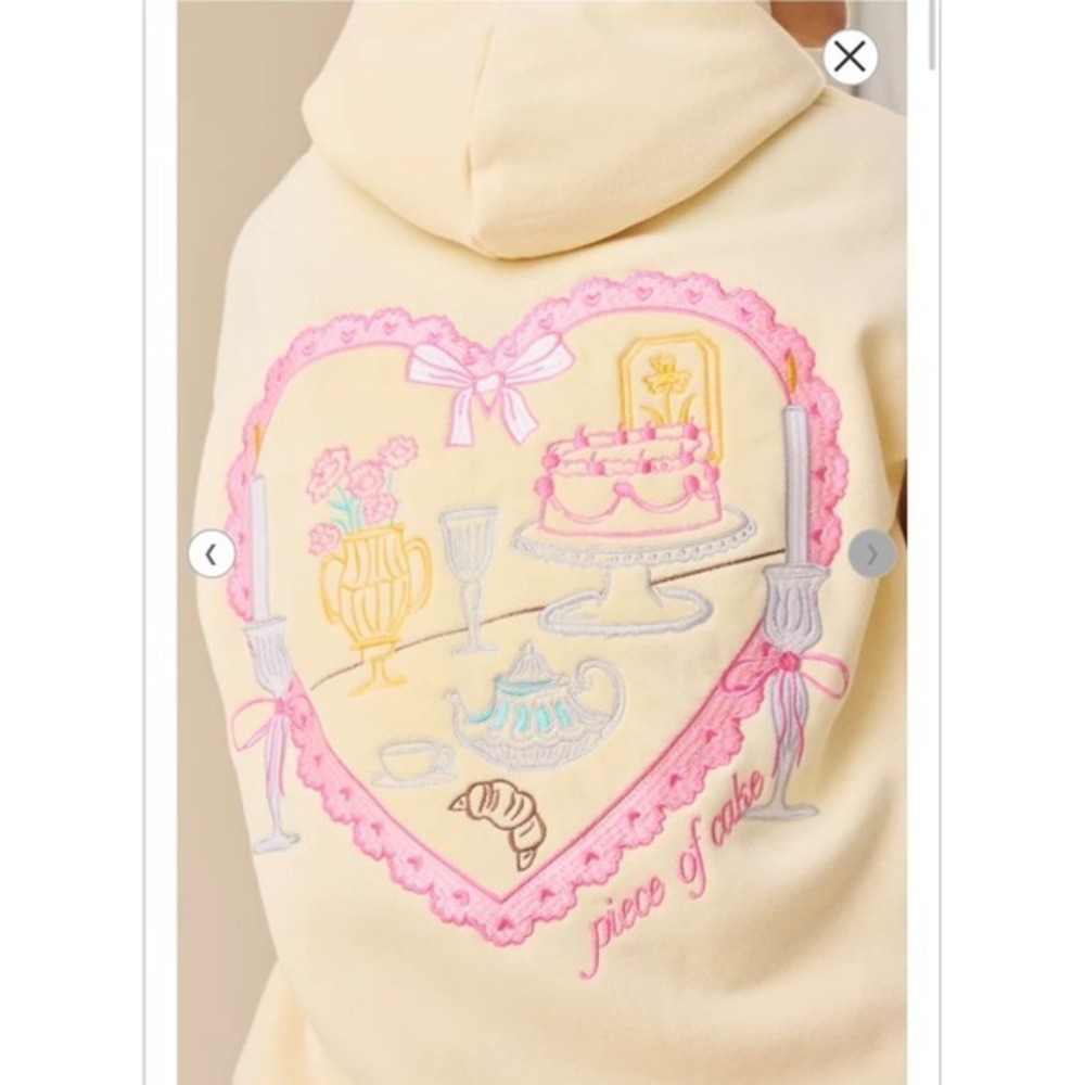 Altar'd State Piece of Cake Embroidered Hoodie Yellow Size XS - Picture 5 of 12